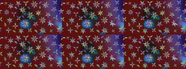 Raster Şirin kumaş deseni. Renkli Bahar Teması eskiz kalıbı. Düz Çiçek Elementleri Tasarımı. Eskiz klasiği.