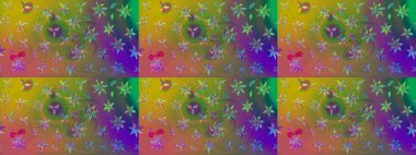 Renkli Bahar Teması eskiz kalıbı. Zentangle soyut çiçekleri. Güzel kumaş deseni. Raster illüstrasyonu. Düz Çiçek Elementleri Tasarımı. Çiçek tozu..