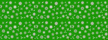 Raster deseni. Bahar çiçekleri dallı desen, yeşil renkler çiçekli siluet.