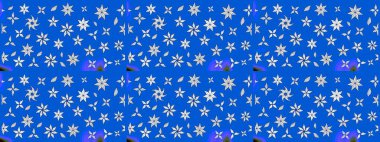 Düz Çiçek Elementleri Tasarımı. Mavi renkli çiçekler. Raster illüstrasyonundaki çiçek desenli çizim. Renkli Bahar Teması çizim şablonu.