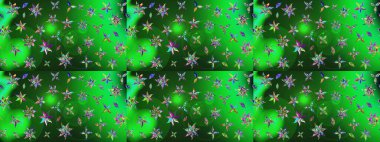 Eski usul. Eskiz geçmişi. Raster illüstrasyonu. Renkli desenli eskiz deseni, yeşil çiçekler ve dekoratif elementlerle. Kumaş, tekstil ve duvar kağıdı baskısı için..