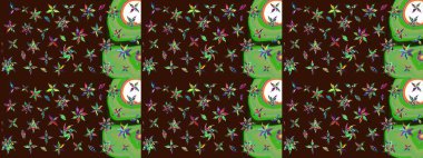 Küçük kahverengi çiçeklerdeki oldukça eski bir besin torbası deseni. Tekstil, kumaş, kapaklar, duvar kağıtları, baskı, paket, koleksiyon defteri, örgü, dekupaj için çiçek arkaplanı..