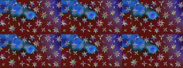 Kibarca, kırmızı renkte yaz çiçekleri. Raster deseni. Küçük çiçekteki sevimli çiçek deseni. Raster illüstrasyonu.