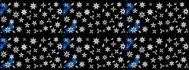 Raster çiçek desenli çiçek deseni, yapraklar, dekoratif elementler, sıçrama, lekeler, el çizimi kontur çizgileri ve Doodle çizim stili, grafik raster çizim çizimi.