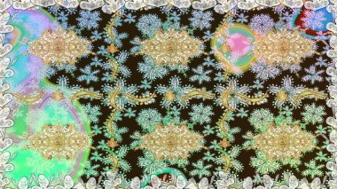 Paisleys zarif çiçek desenli arkaplan duvar kâğıdı çizimi klasik stil, modern 3D çizgili sanat eseri altın ve nötr desenli çiçek yaprakları ve süslemeleri..
