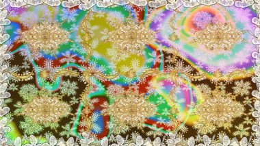 Geleneksel klasik raster altın pürüzsüz desen. Barok tarzında kusursuz bir doğulu süsü. Tarafsız renklerdeki altın elementler.