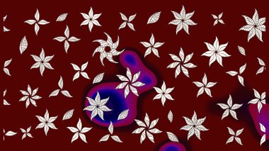 Raster illüstrasyonundaki çiçek desenli çizim. Kırmızı renkte çiçekler.