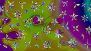 Raster. Zarif, parlak ve yeşil çiçek desenli bir taslak. Sabıka baskıları, bebek kıyafetleri, duvar kâğıtları, paket kutuları vb..