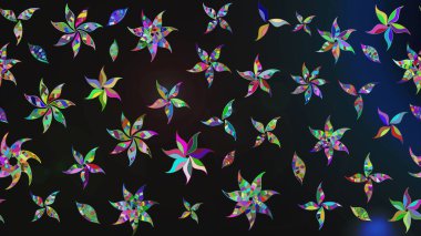 Çiçekli karalama şeklinde Raster çiçek deseni. Raster illüstrasyonu. Gri renkte bahar çiçekleri..