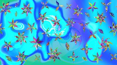 Üzerinde gelincikler ve vadi zambakları olan renkli çiçek desenli nakış deseni. Tekstil tasarımı için mavi renkli geleneksel halk çiçekleri buketi.