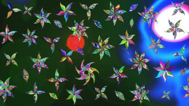 Şatafatlı bahar bahçesi dokusu. Mavi renkte çiçek çizimi. Çiçek deseni. Mavi renkli çiçekler. Raster illüstrasyonu.