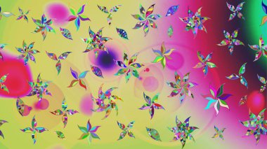 Tarafsız renklerde çiçekler. Raster illüstrasyonunda çiçek deseni çizimi.