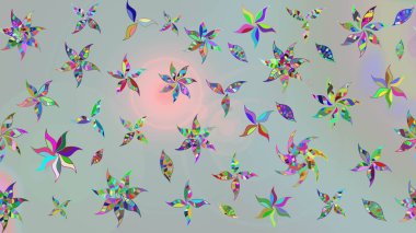 Raster Çiçek İllüstrasyonu 'nun şirin tekstili. Gri renkli etnik çiçeklerle zarif eskiz deseni.