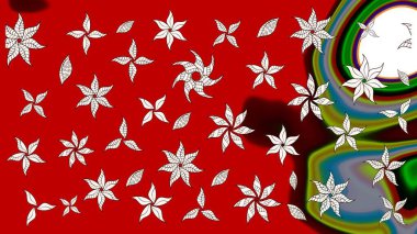 Düz Çiçek Elementleri Tasarımı. Çiçek deseni. Chichi 'nin kumaş kalıbını çiz. Raster illüstrasyonu. Renkli Bahar Teması çizim şablonu.