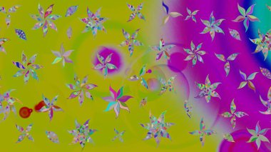 Düz Çiçek Elementleri Tasarımı. Çiçek deseni. Chichi 'nin kumaş kalıbını çiz. Raster illüstrasyonu. Renkli Bahar Teması çizim şablonu.