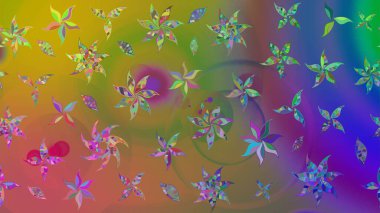 Çiçek desenli eskiz, yaz çiçekleri. Renkli Bahar Teması eskiz kalıbı. Yeşil renkli çiçekler. Düz Çiçek Elementleri Tasarımı.