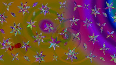 Raster illüstrasyonundaki çiçek desenli çizim. Kahverengi renklerde. Raster illüstrasyonu. Güzel kumaş deseni.