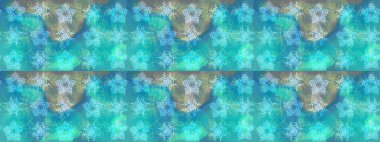 Renkli arka planda izole kar taneleri. Raster illüstrasyonu. Kar taneleri radyal mavi, nötr ve yeşil renkler.