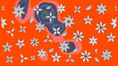 Turuncu renkli turuncu papatya deseni. Raster illüstrasyonu. Turuncu renklerde.