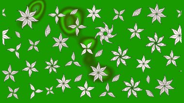 El çizimi çiçekli soyut çizim kalıbı. Raster illüstrasyonu. Yeşil renkte çiçekler.