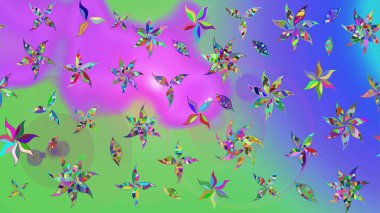 Raster çiçek desenleri çiziyor. Vadinin çiçekleri menekşe renklerinde.