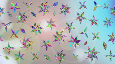 Çiçekli karalama şeklinde Raster çiçek deseni. Nazik, sevimli çiçek arkaplanı. Gri renkli çiçekler.