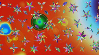 Suluboya çiçekli çiçek deseni. Raster illüstrasyonu. Turuncu renkli güzel tekstil..