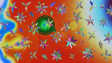 Çiçekli yaz çiçekleri. Küçük çiçekte güzel bir desen. Küçük renkli çiçekler. Moda baskıları için zarif bir şablon. Motley illüstrasyonu. Çizim.