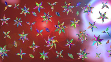 Çiçekli karalama şeklinde Raster çiçek deseni. Nazik, narin çiçek arkaplanı. Kahverengi renkte çiçekler.