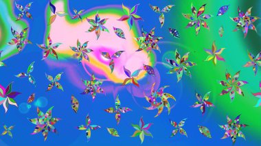 Raster illüstrasyonundaki çiçek desenli çizim. Güzel kumaş deseni. Renkli Bahar Teması eskiz kalıbı. Düz Çiçek Elementleri Tasarımı.