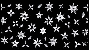 Siyah renklere karalamalar çizilmiş çiçek deseni. Raster illüstrasyonu.