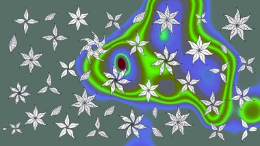 Zentangle soyut çiçekleri. Karalama çiçeği. Raster illüstrasyonu. Güzel kumaş deseni. Renkli Bahar Teması eskiz kalıbı. Düz Çiçek Elementleri Tasarımı.