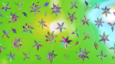 Şirin çiçek elementleri. Raster illüstrasyonu. Taslak desenli, modaya uygun kumaş deseni. Renkli Bahar Teması eskiz kalıbı. Düz Çiçek Elementleri Tasarımı.