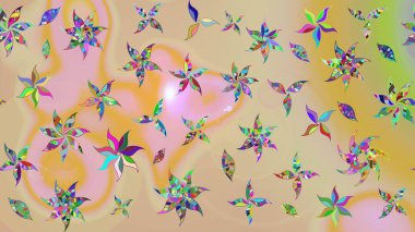 Çiçekli karalama şeklinde Raster çiçek deseni. Bej renkte, yaz çiçekleri. Raster illüstrasyonu.