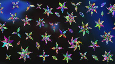 El çizimi çiçekli soyut çizim kalıbı. Raster illüstrasyonu. Gri renkli çiçekler.