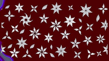 Çiçek desenli eskiz. Kırmızı renkte çiçekler. Renkli Bahar Teması eskiz kalıbı. Düz Çiçek Elementleri Tasarım Raster illüstrasyonu.