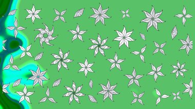 Çiçekli yeşil renkte bir çiçek deseni çiz. Suluboya tarzında yeşil renkte çiçekler.