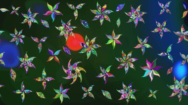 Sevimli çiçek raster deseni. Mavi renkli çiçekler. Renkli Bahar Teması eskiz kalıbı. Düz Çiçek Elementleri Tasarımı.