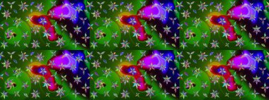 Yeşil renkli çiçekler. Raster illüstrasyonu. Küçük çiçekte sevimli çiçek deseni var..