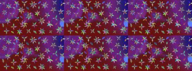 Raster çiçek desenleri çiziyor. Vadinin çiçekleri mor renklerde.