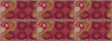 Renkli Bahar Temalı Kusursuz Arkaplan. Sevimli çiçek raster deseni. Kırmızı renkte çiçekler. Düz Çiçek Elementleri Tasarımı.