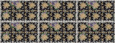 Kusursuz klasik raster altın desenli. Gri renklerde, altın elementlerle kusursuz desen. Klasik klasik klasik arka plan. Geleneksel oryantasyon süsü.