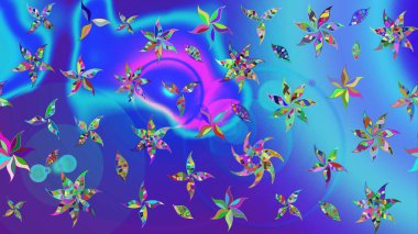 Modern stil dokusu. Çiçek desenli raster, mavi çizgi grafik deseni soyut raster arkaplan.