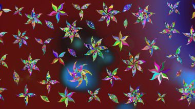 Raster Şirin kumaş deseni. Renkli Bahar Teması eskiz kalıbı. Düz Çiçek Elementleri Tasarımı. Eskiz klasiği.