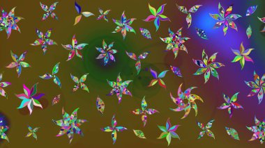 Asya tekstil tarzında. Düz Çiçek Elementleri Tasarımı. Çiçek desenli çizim. Güzel kumaş deseni. Renkli Bahar Teması eskiz kalıbı. Raster illüstrasyonu.