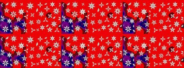 Çiçekli çiçek deseni, suluboya. Kırmızı renkte çiçekler. Renkli Bahar Teması eskiz kalıbı. Düz Çiçek Elementleri Tasarımı. Raster illüstrasyonu.