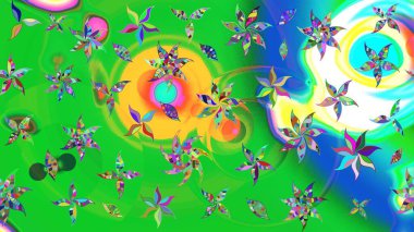 Yeşil renkler. Suluboya resim taklit Raster çizimi. Yaz çiçekleri teması. Klasik çiçekler. El çizimi soyut süslü elementler.