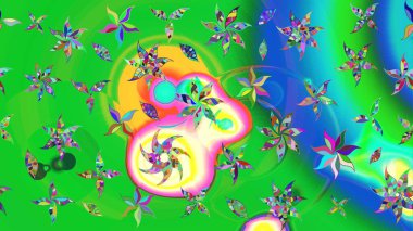 Çiçek kolajı. Çiçek arkaplan. Küçük çiçekte güzel bir desen var. Çiçek kompozisyonu. Doğa. - Yeşil çiçekler. Raster deseni.