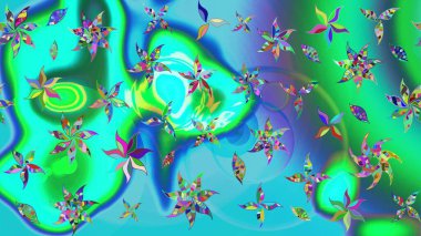 Çiçekli çiçek deseni, suluboya. Küçük çiçekte güzel bir çiçek deseni var. Raster deseni.