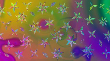 Güzel kumaş deseni. Raster suluboya deseni, narin çiçekler, yeşil çiçekler, tebrik kartı şablonu..